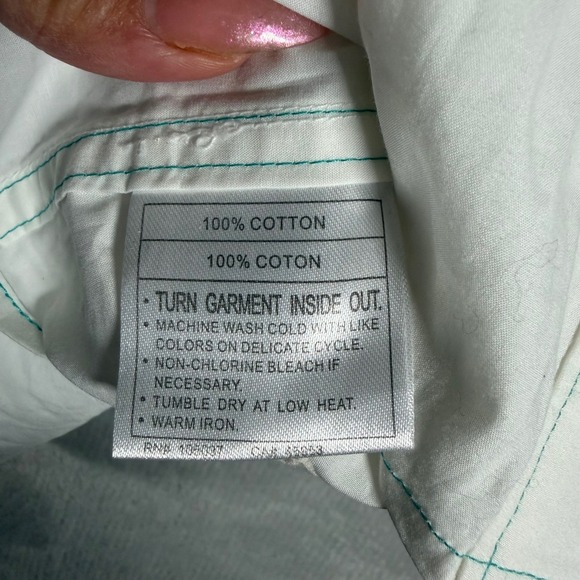 Ariat Womens Western Shirt Pearl Snap Turquoise Embroidery White M - Picture 9 of 12